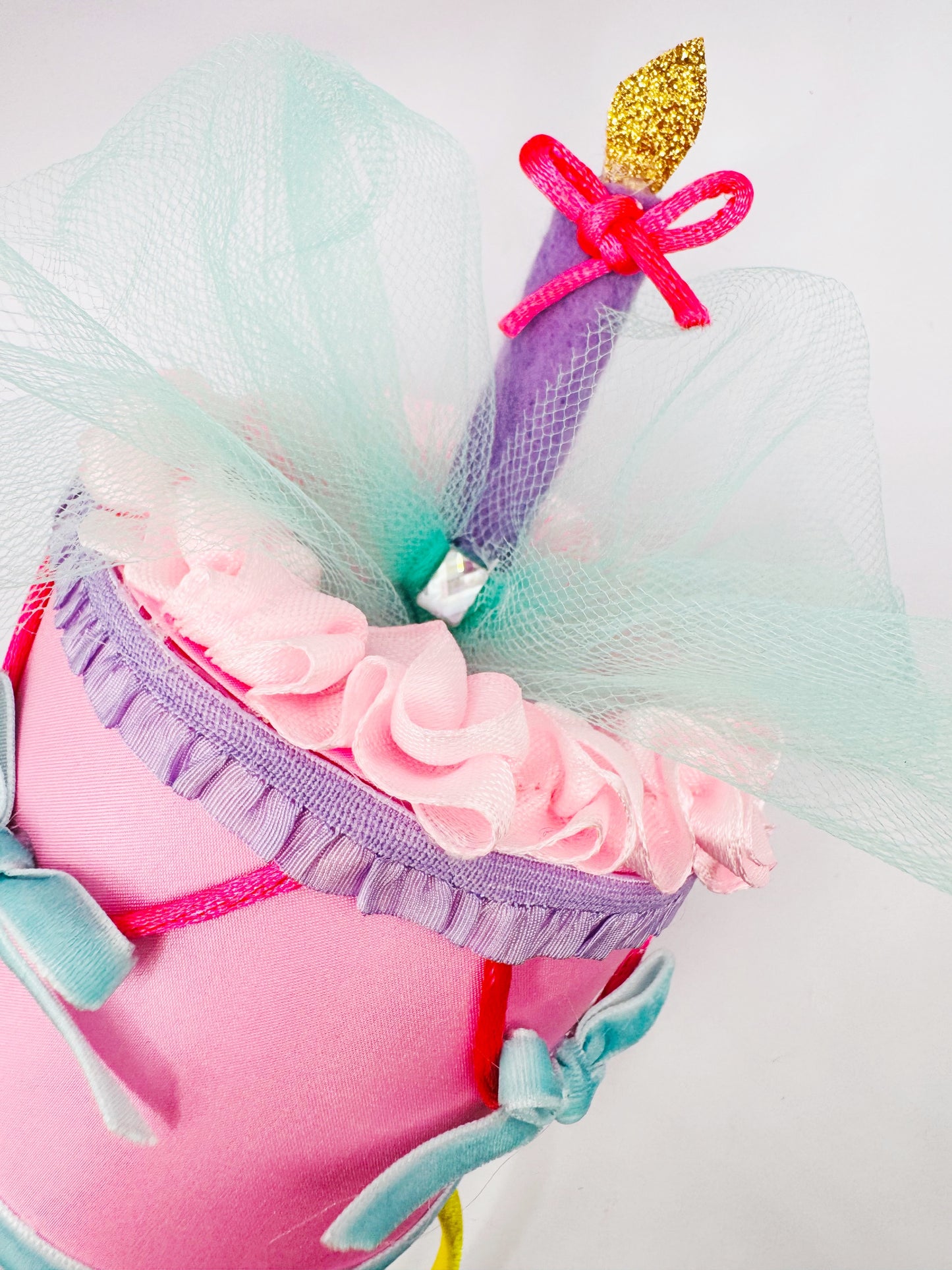 Pink Aqua Retro Keepsake Birthday Cake Headband