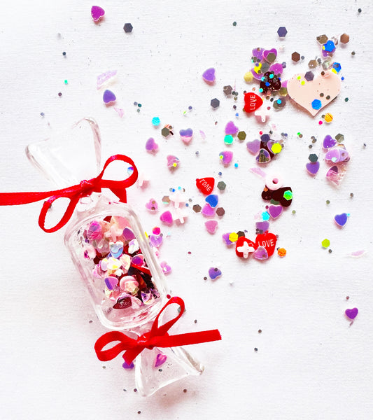 Heart Confetti filled candy pots
