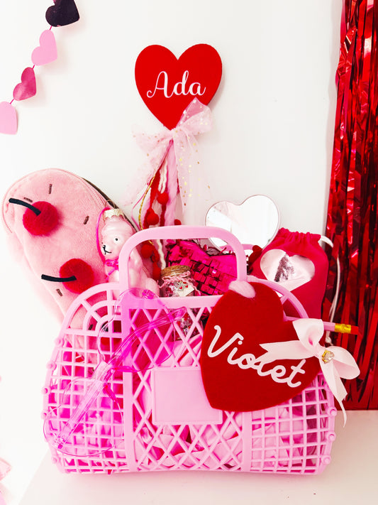 Valentine’s pink jelly gift basket bag