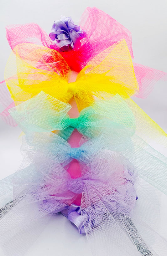 Rainbow bow cone party hat