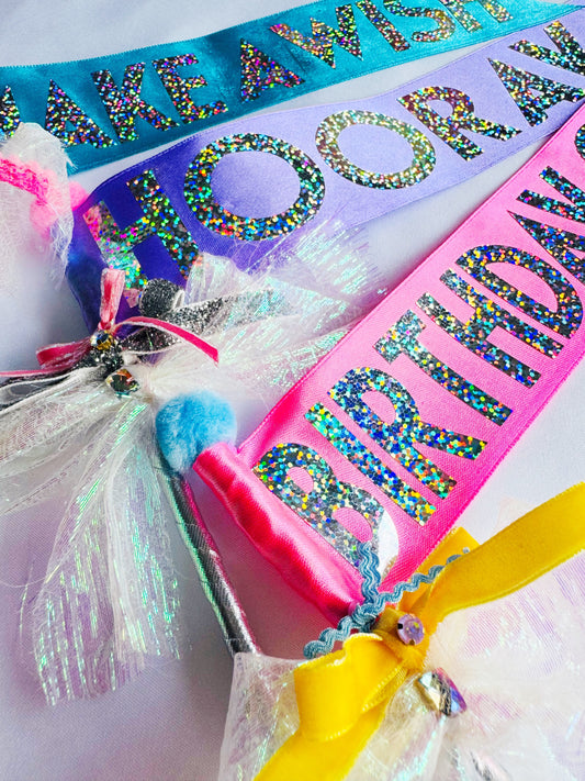 Birthday fabric celebration wands