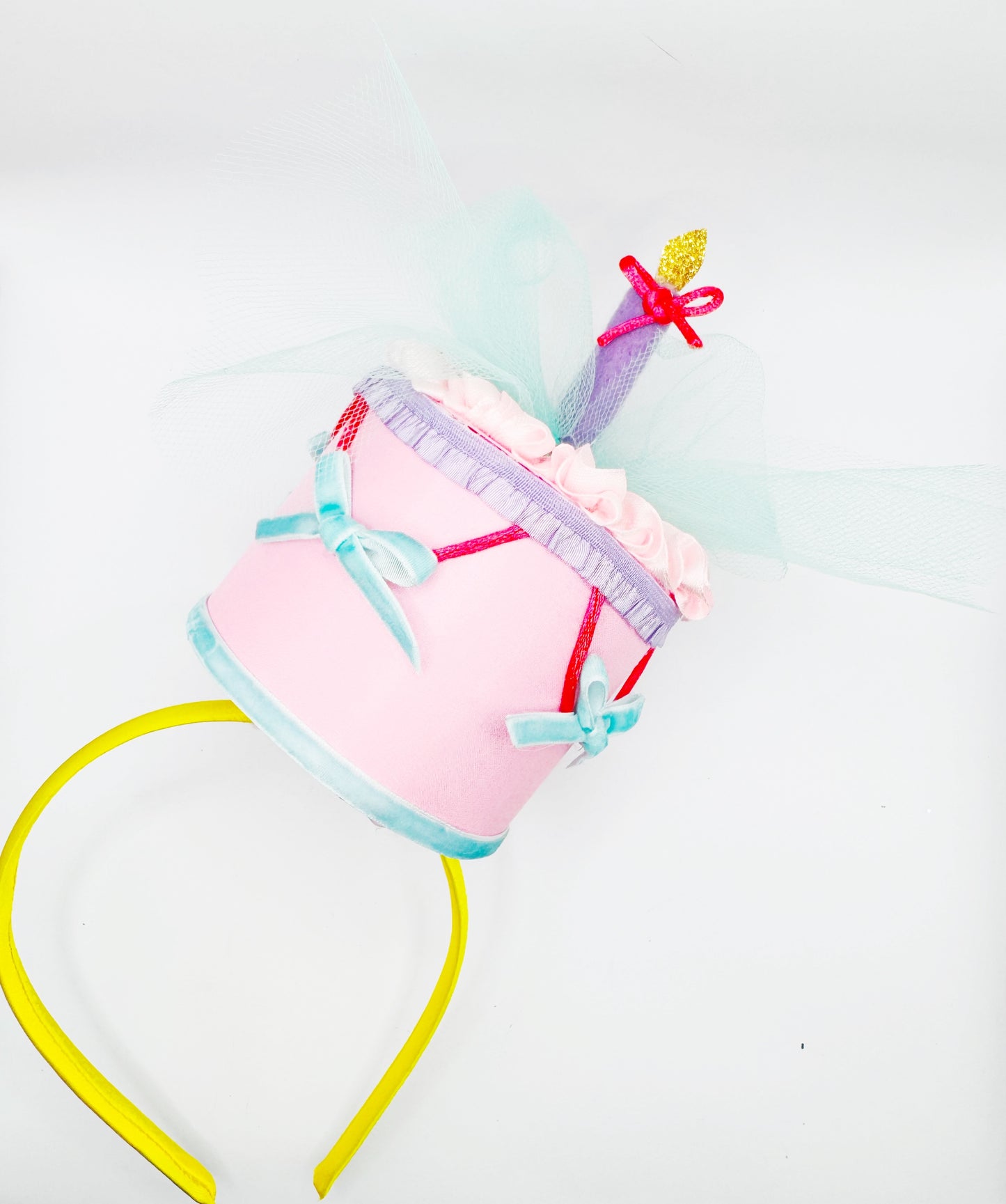 Pink Aqua Retro Keepsake Birthday Cake Headband