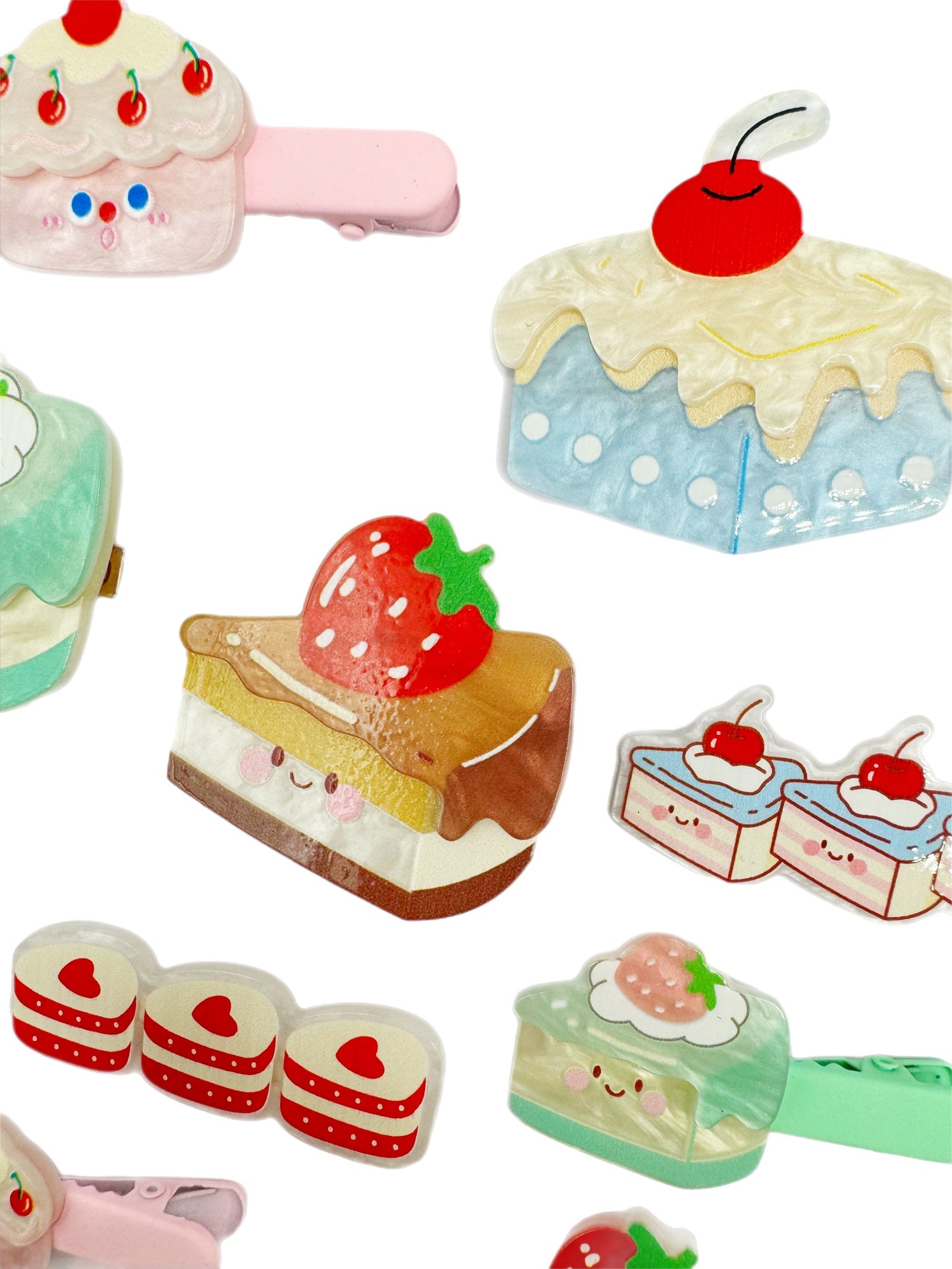 Assorted cake hair clips