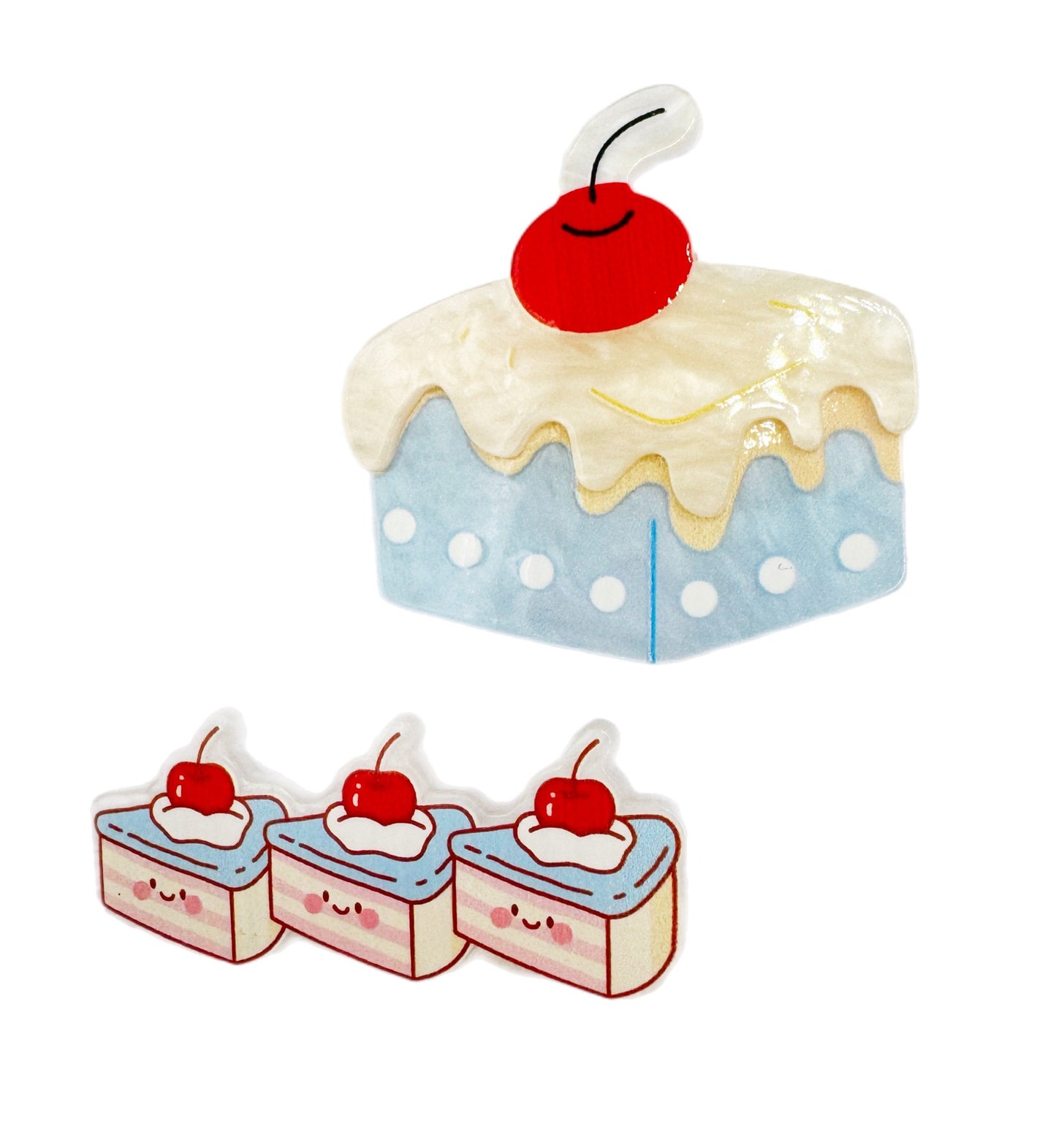 Cherry topped cake hair clips