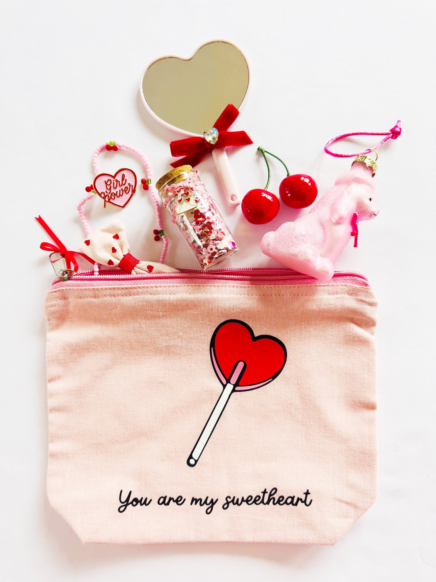 Sweetheart lollipop Valentine’s Day zipped make up pouch