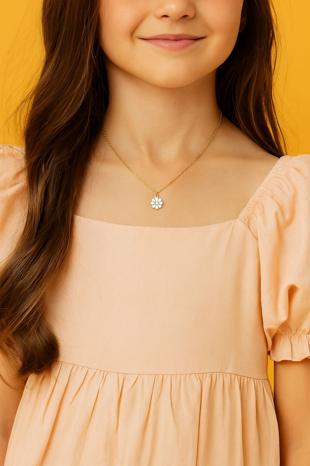 Daisy enamel charm necklace