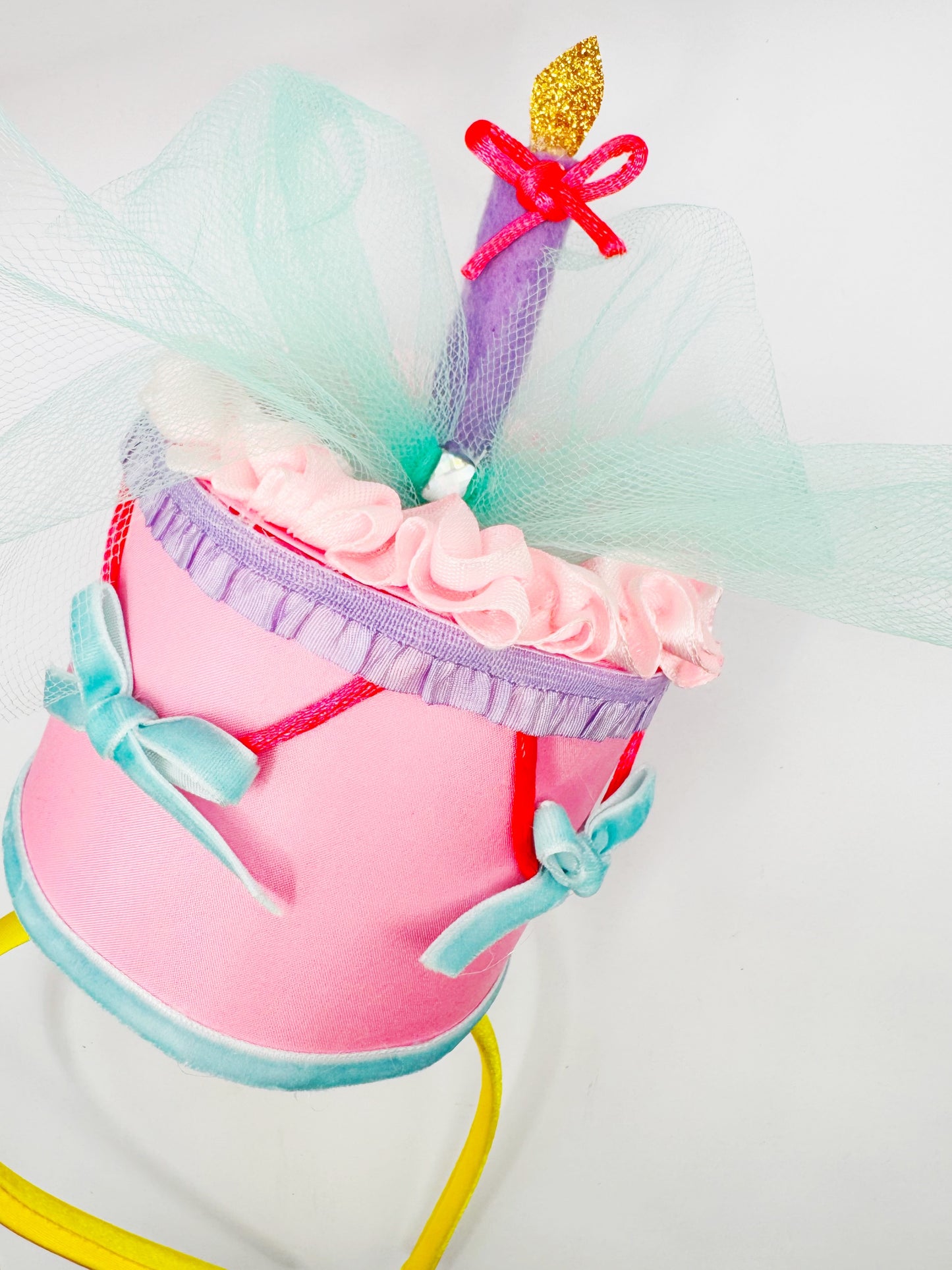 Pink Aqua Retro Keepsake Birthday Cake Headband