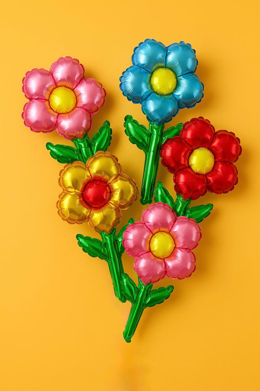 Flower foil balloon wands