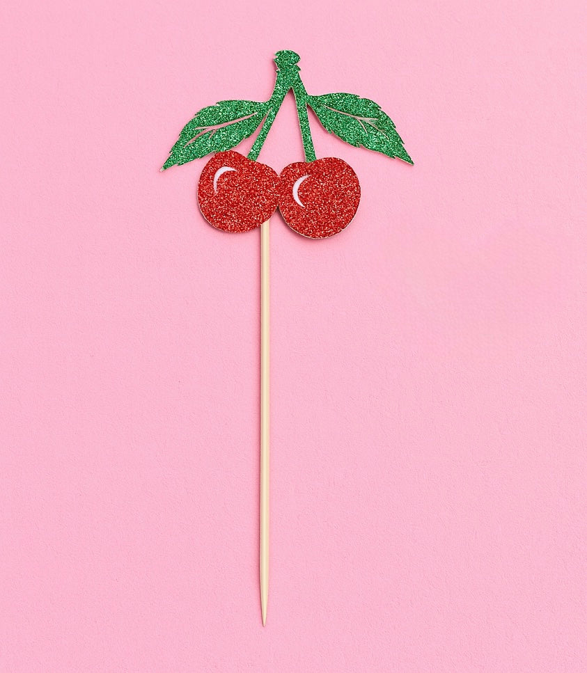 Glitter cherry cake topper