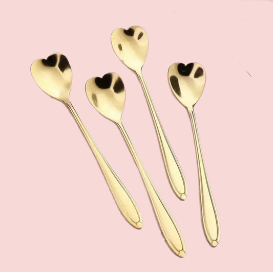 Gold tone heart spoons