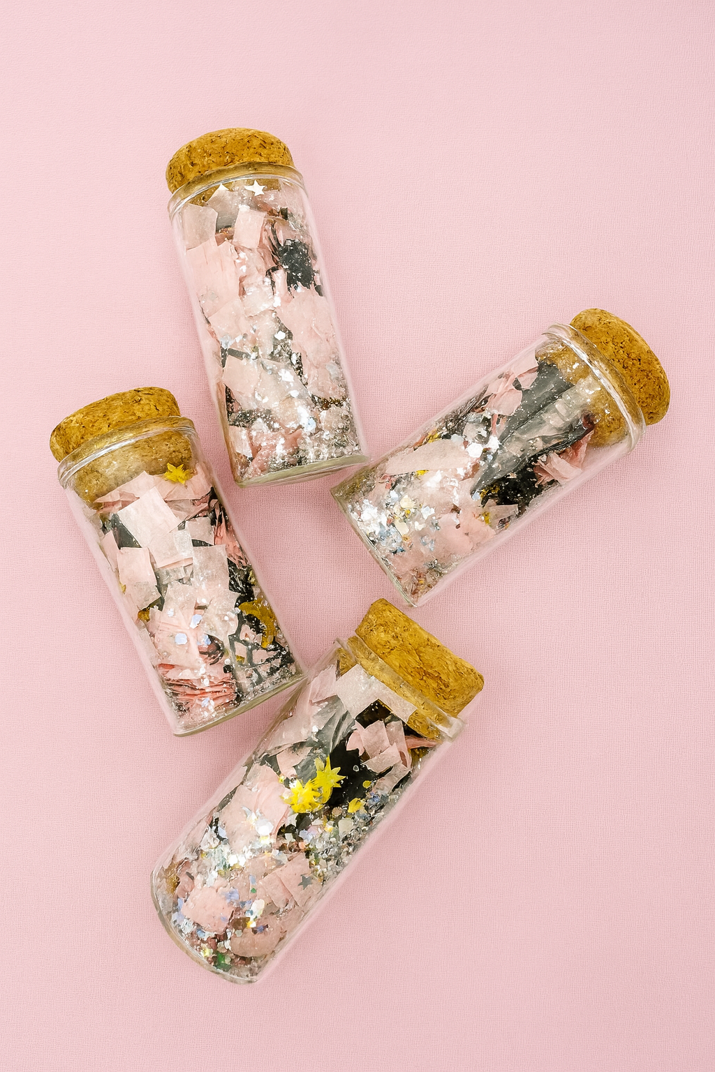 Mini Pink Halloween Confetti Glass Bottles