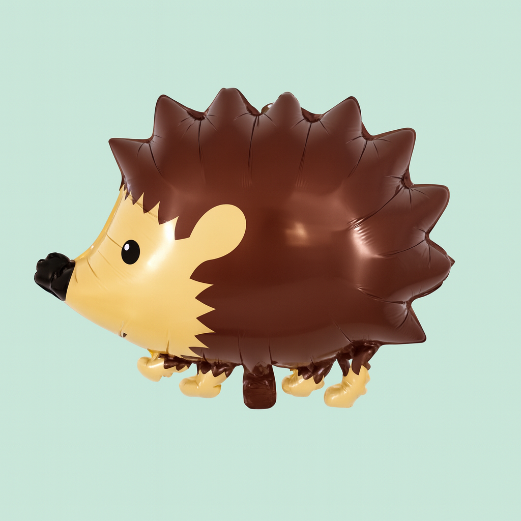 Hedgehog-shaped balloon on a light green background