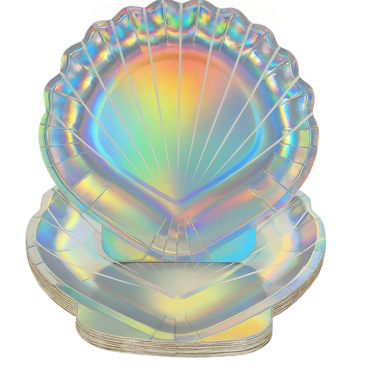 Iridescent Shell shaped paper Plates