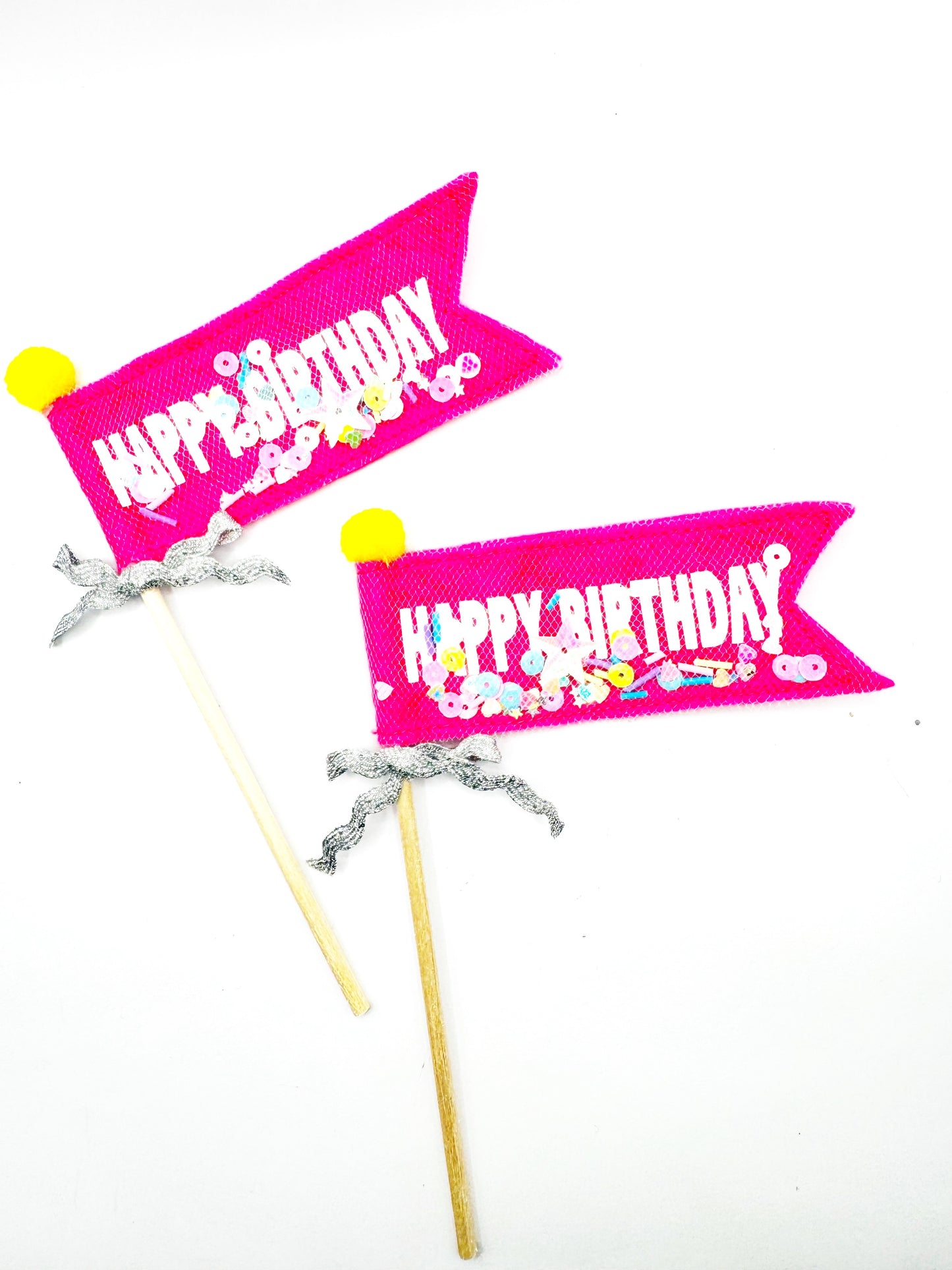 Happy birthday confetti cake flags