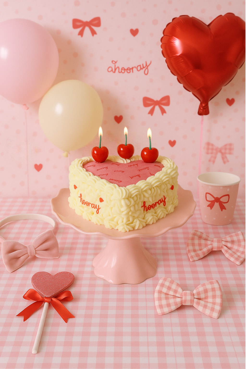 Coquette cherry shaped birthday cake candles