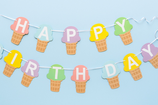 Happy birthday ice cream bunting