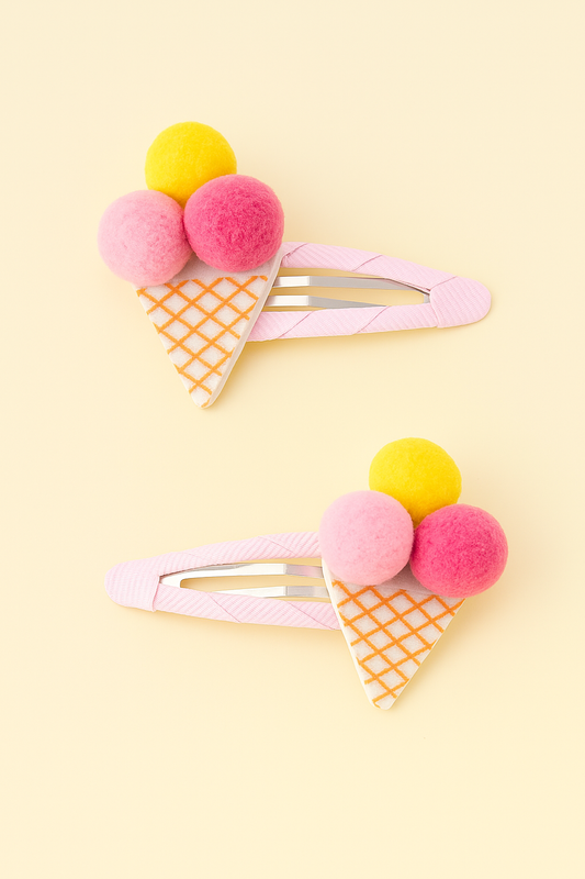 Ice cream Pom Pom hair clips