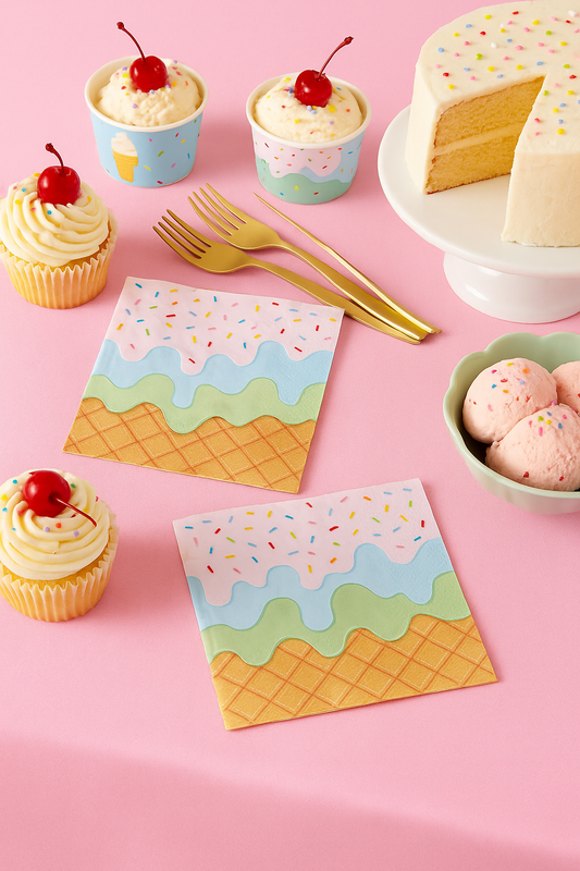 Ice cream parlour kids party napkins