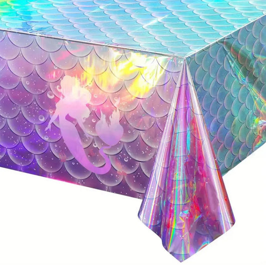 Iridescent Mermaid Plastic Tablecloth Party Decoration