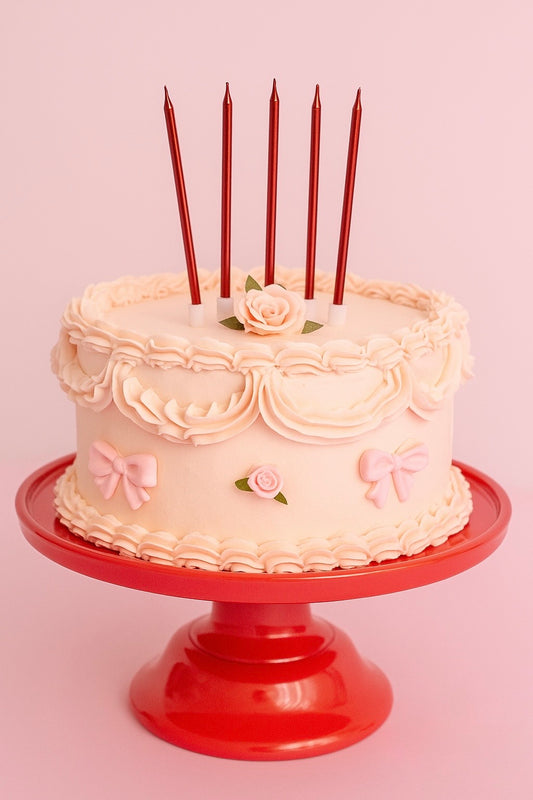 Metallic red skinny cake candles