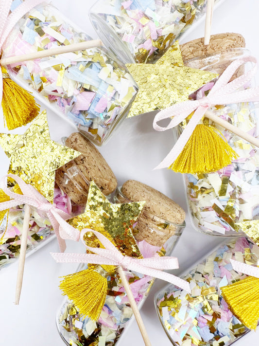 Mini glass bottles pastel confetti sprinkles