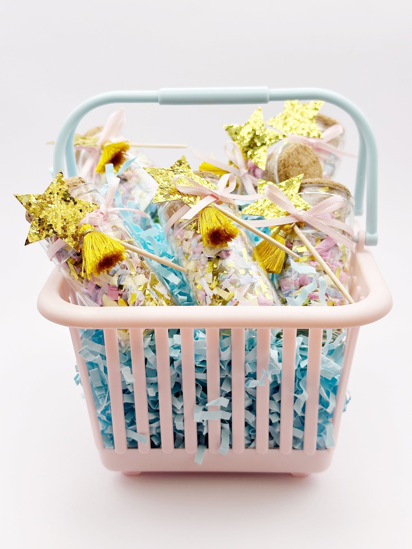 Kids pastel themed magical party confetti bottles