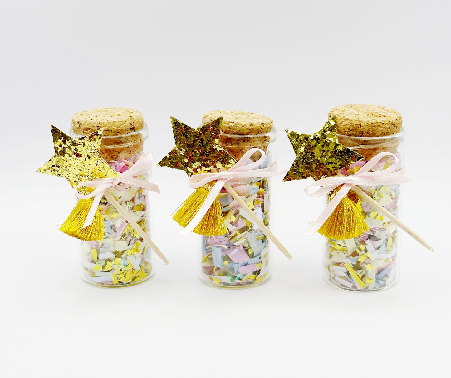 Mini glass bottles pastel confetti sprinkles