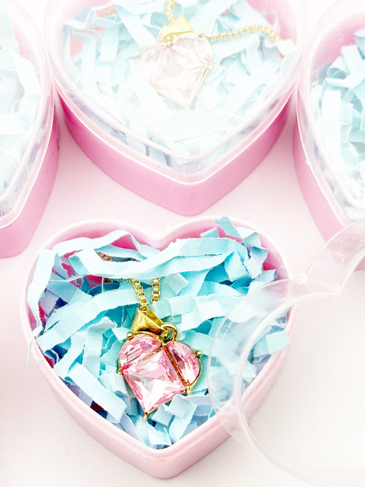 Mini pink heart shaped gift box