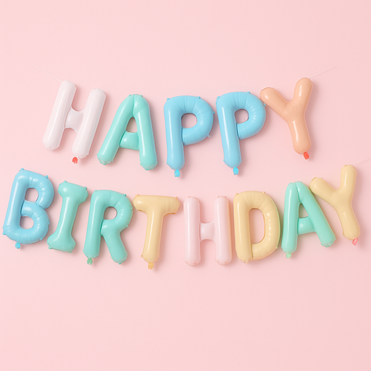 Pastel balloon happy birthday garland
