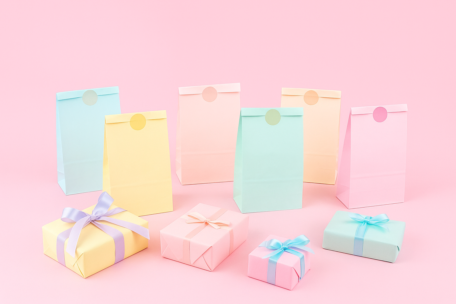 Pastel coloured paper party bags