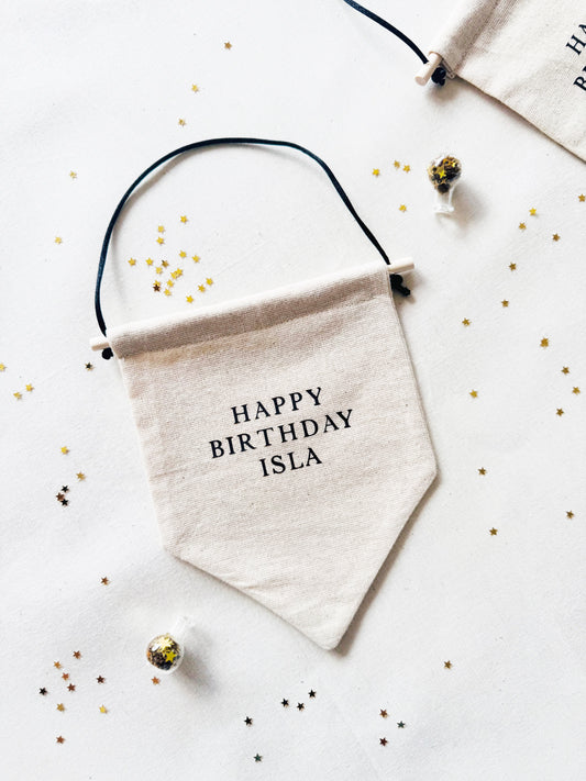 Personalised cream cotton happy birthday banner