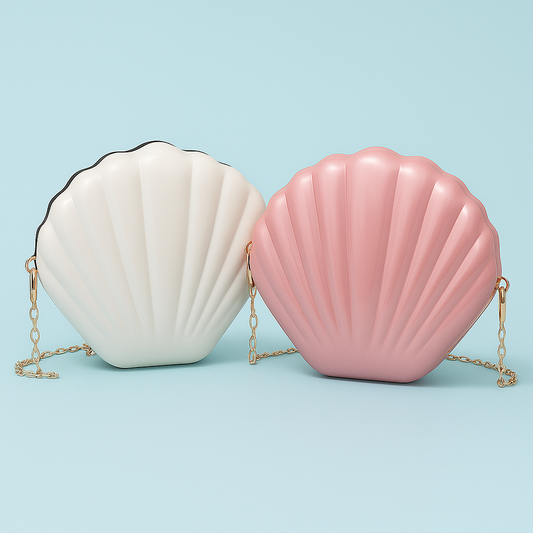 Pink & white shell shaped shoulder bags
