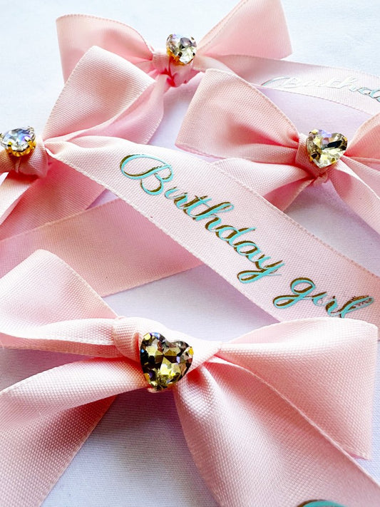 Pink birthday girl kids hair bow clip