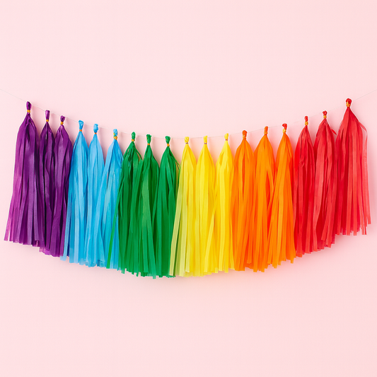 Rainbow tassel party garland