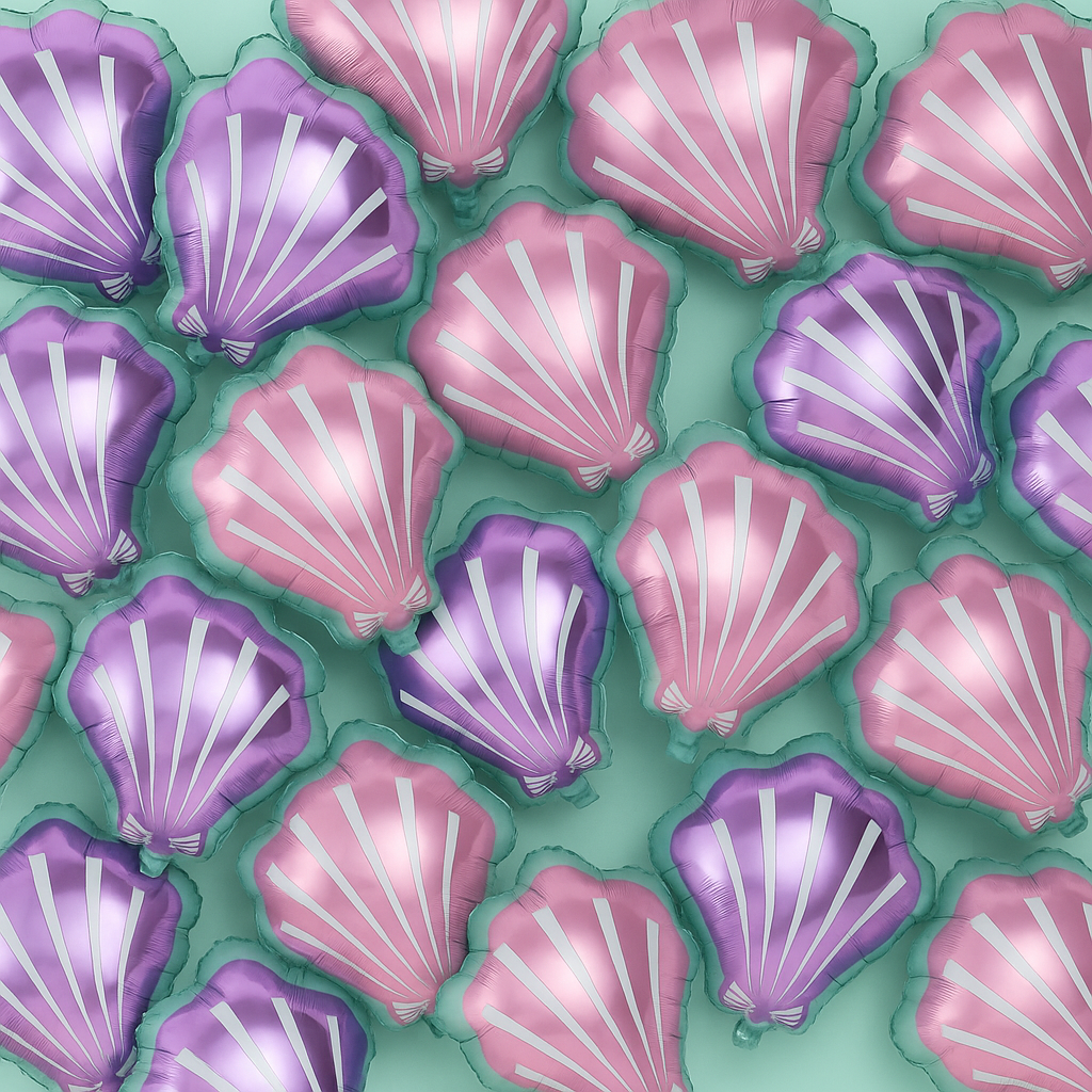 Shell foil balloons in pink and purple