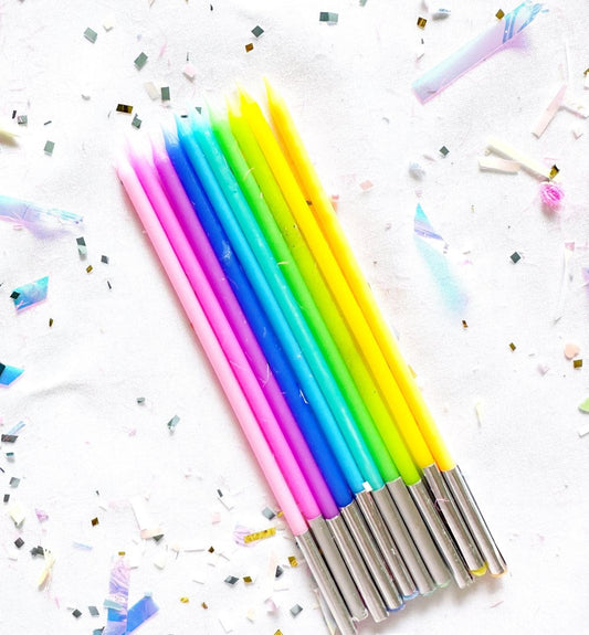 Skinny rainbow cake candles