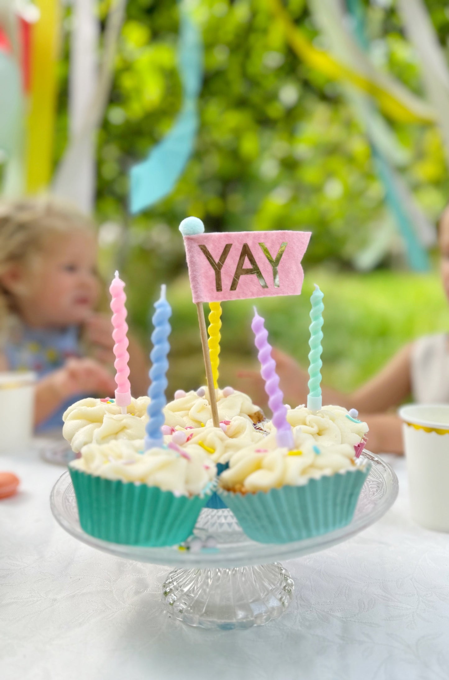 Pastel twisted birthday cake candles