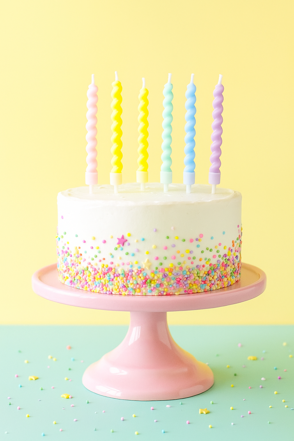 Pastel twisted birthday cake candles