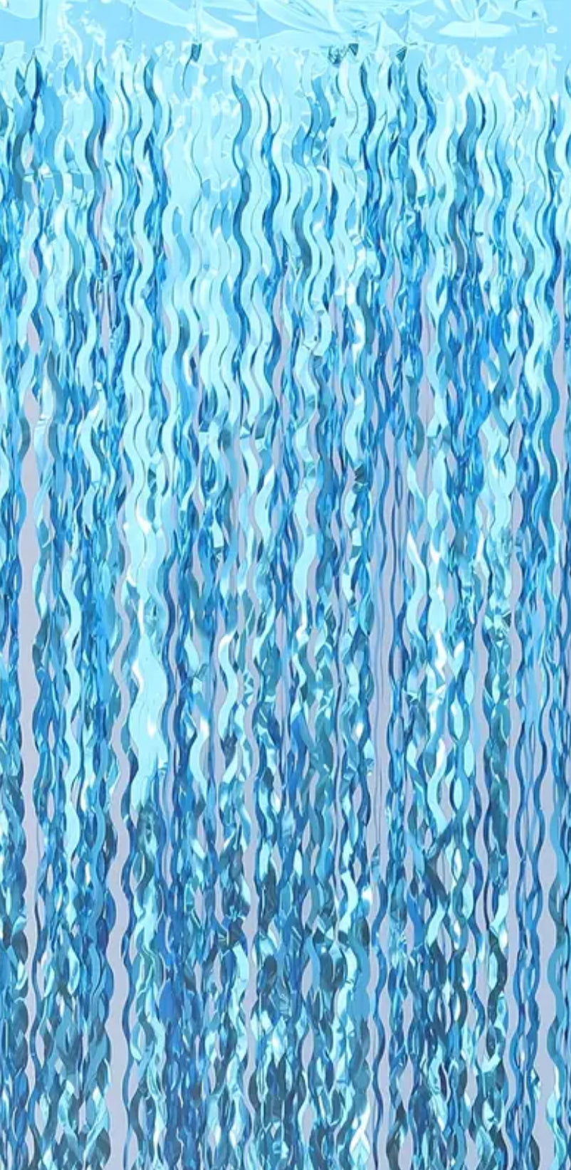 Blue wavy ocean themed Foil door curtain