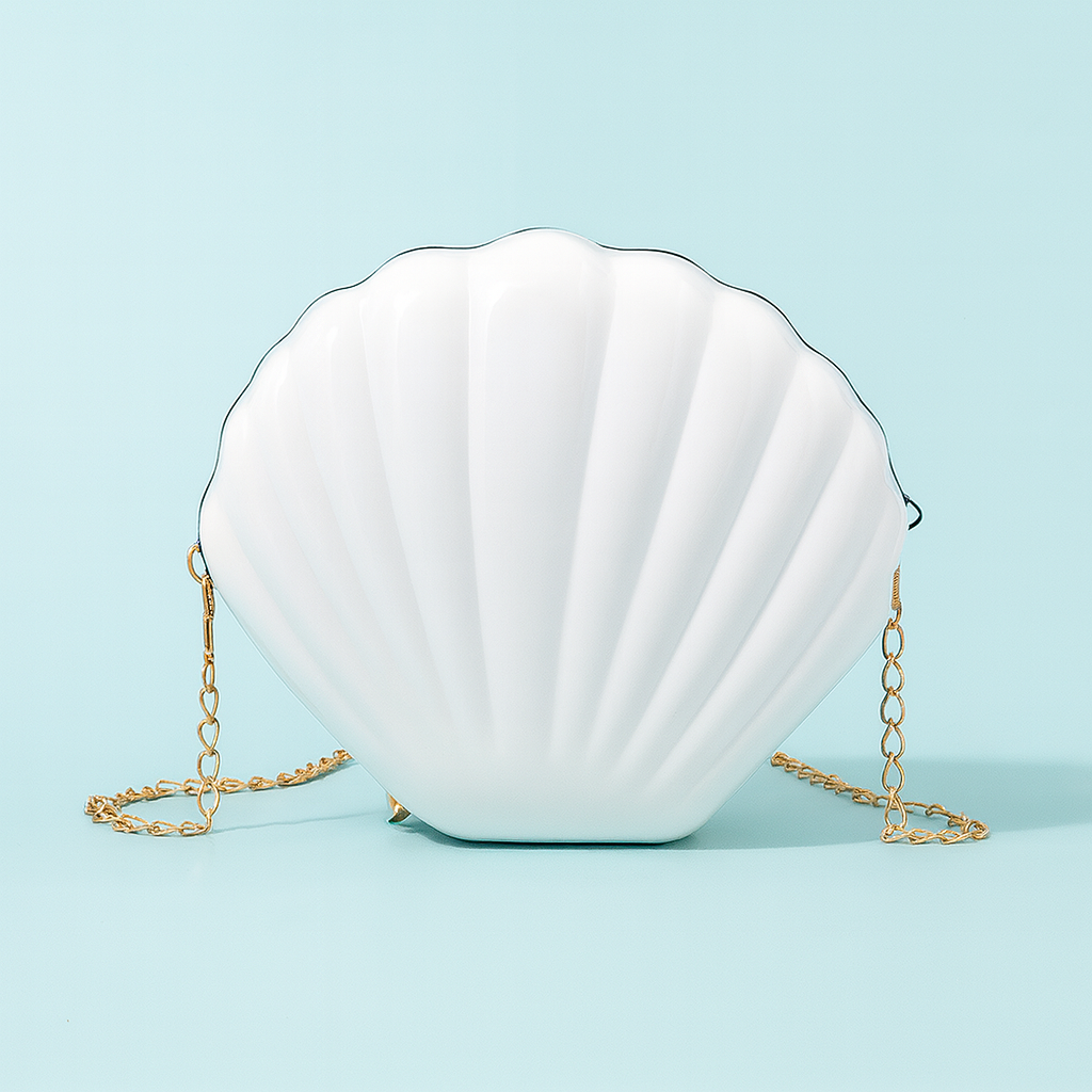 White shell shaped shoulder bag