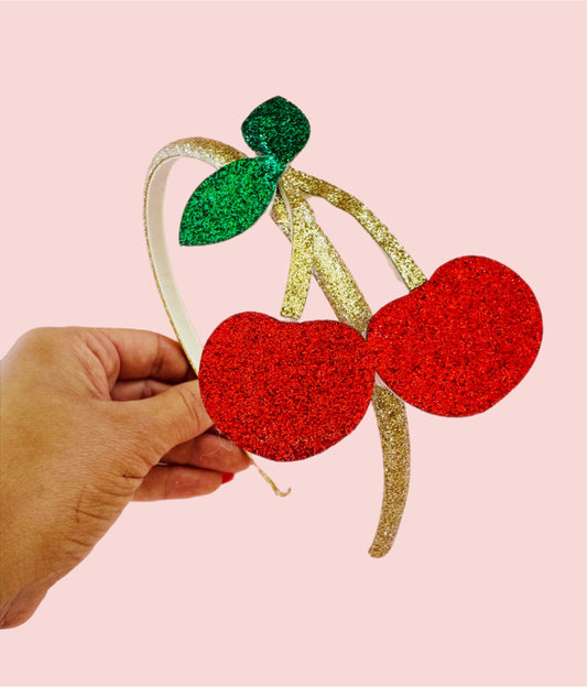 Cherry glitter coquette kids hair band