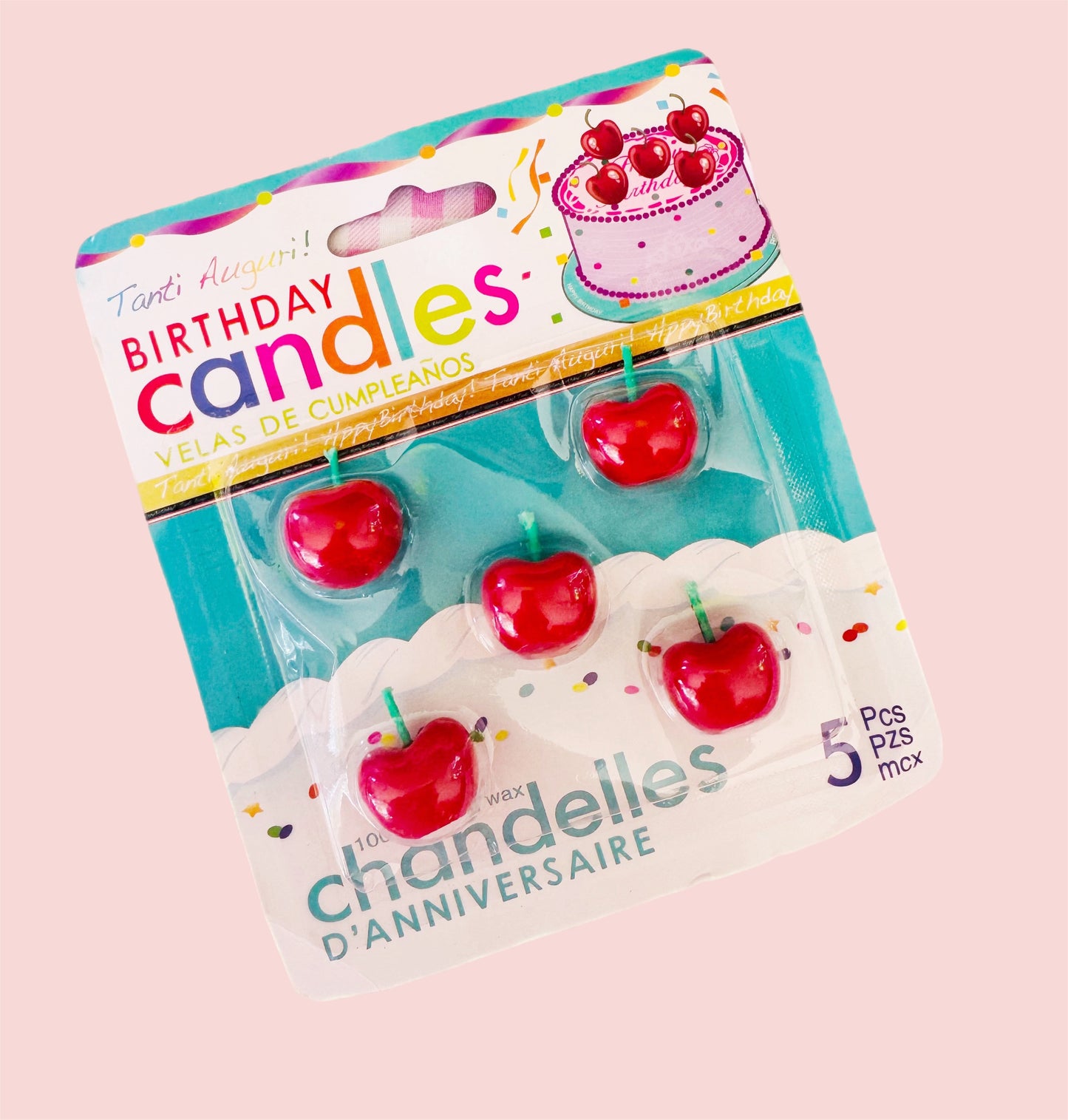 Cherry shaped coquette inspired birthday cake candles