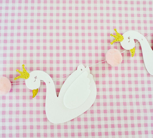 Kids felt swan coquette party bunting