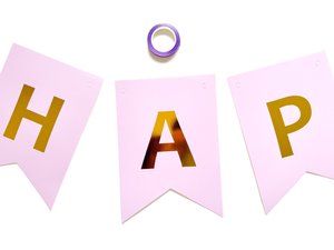 Lilac gold happy birthday bunting