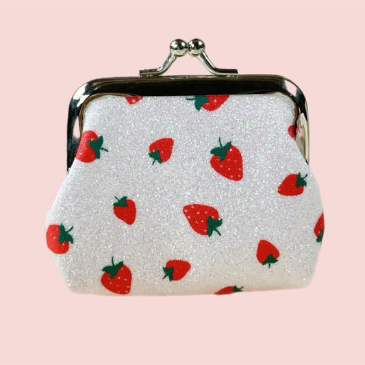 strawberry glitterv kids coin purse