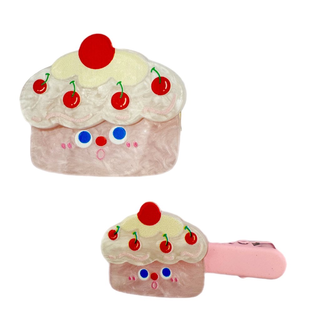 Pink cake hair clips