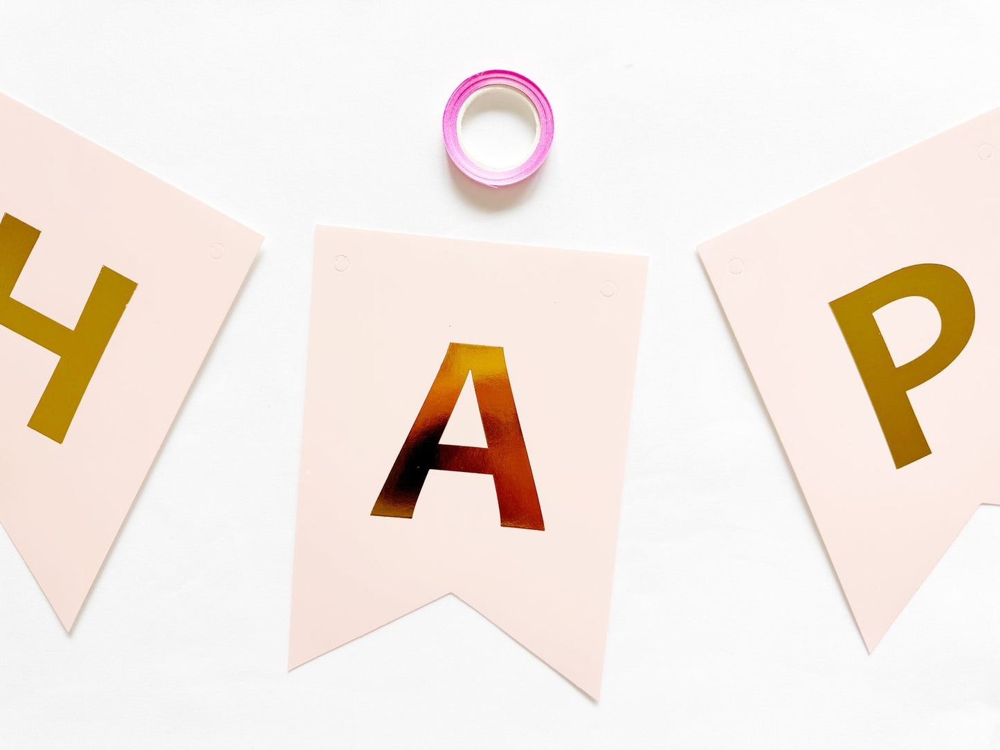 Pink & Gold Foil Happy Birthday Bunting Banner