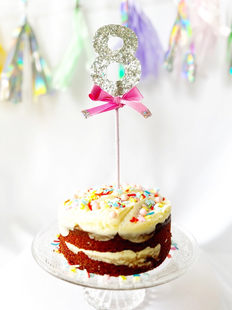 Sparkle Bow Birthday Numbers Cake Topper Decoration