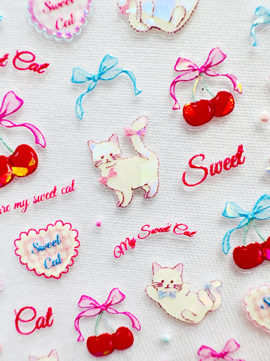Sweetheart kitten nail art stickers