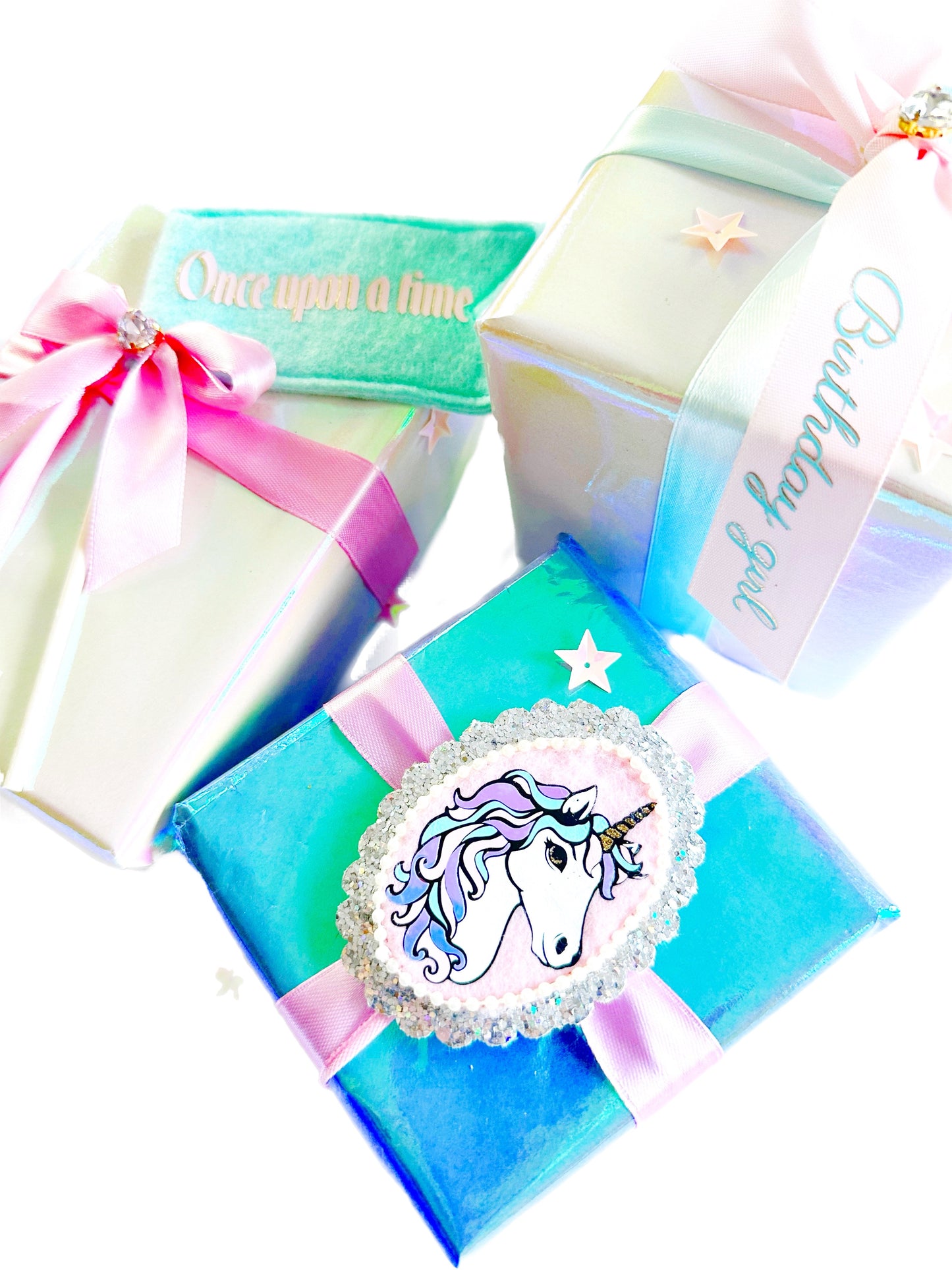 Unicorn cameo gift wrap present toppers